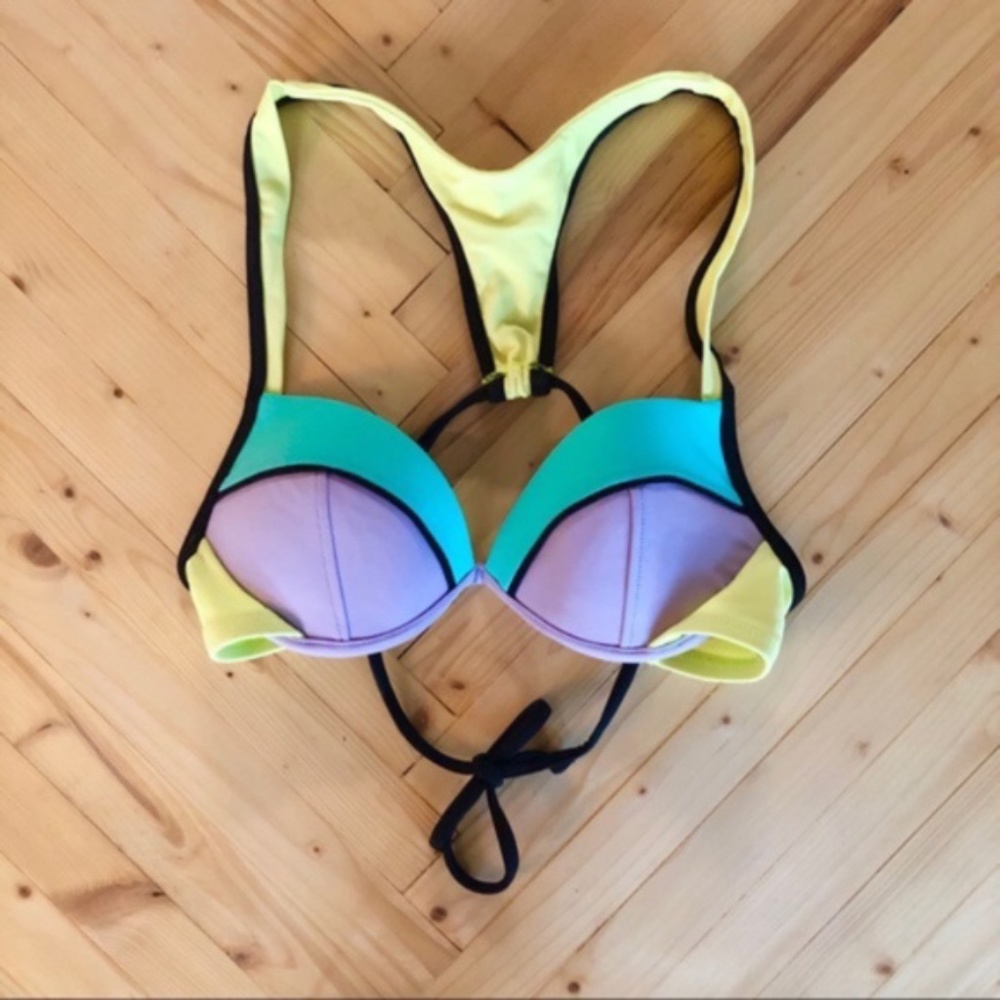 Xhilaration Color Block Racerback Bikini Top